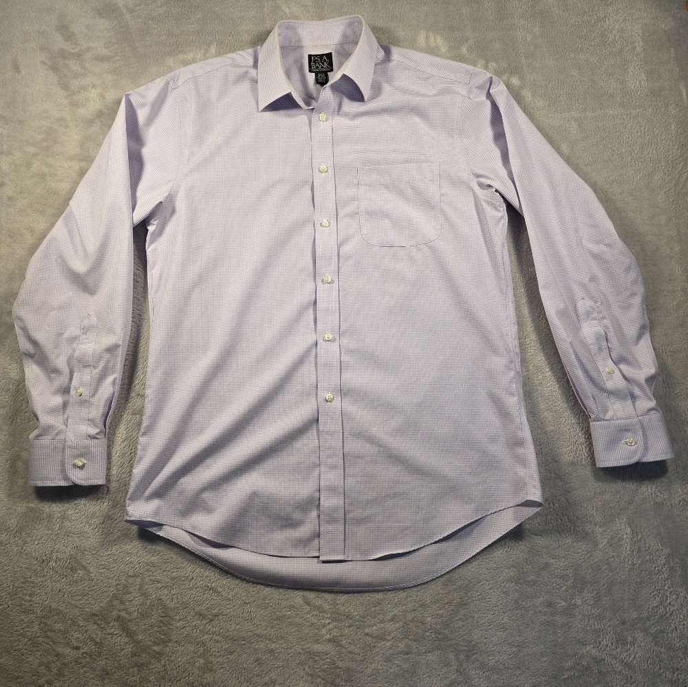Jos. A. Bank Purple Checker Dress Shirt Classic Style 16-34